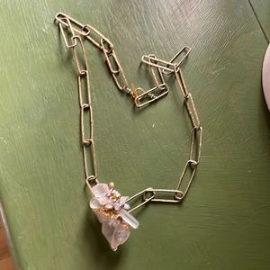 Crystal and gold look long necklace